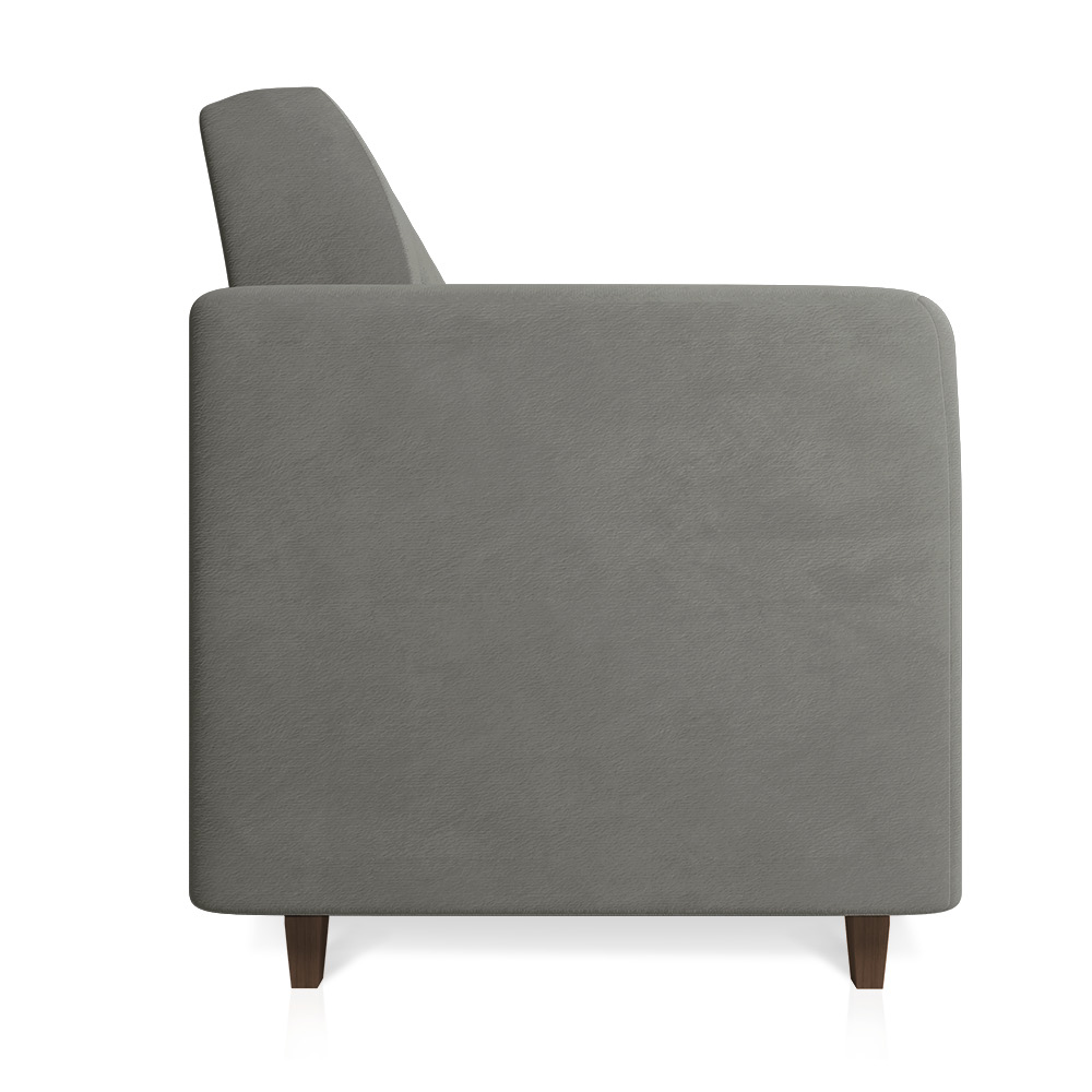 Sofá 03 Lugares Arezzo Suede Grafite Pés Chanfrado Tabaco - D'Rossi