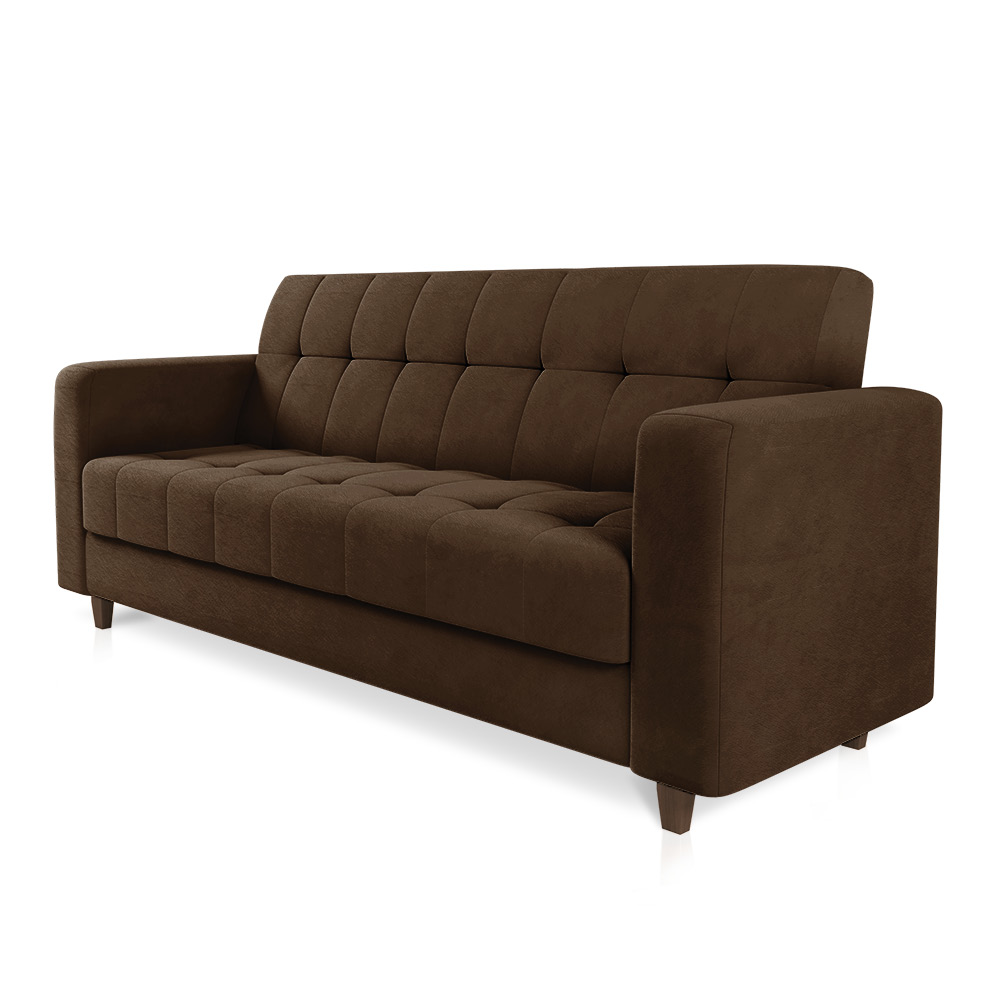 Sofá 03 Lugares Arezzo Suede Marrom Pés Chanfrado Tabaco - D'Rossi