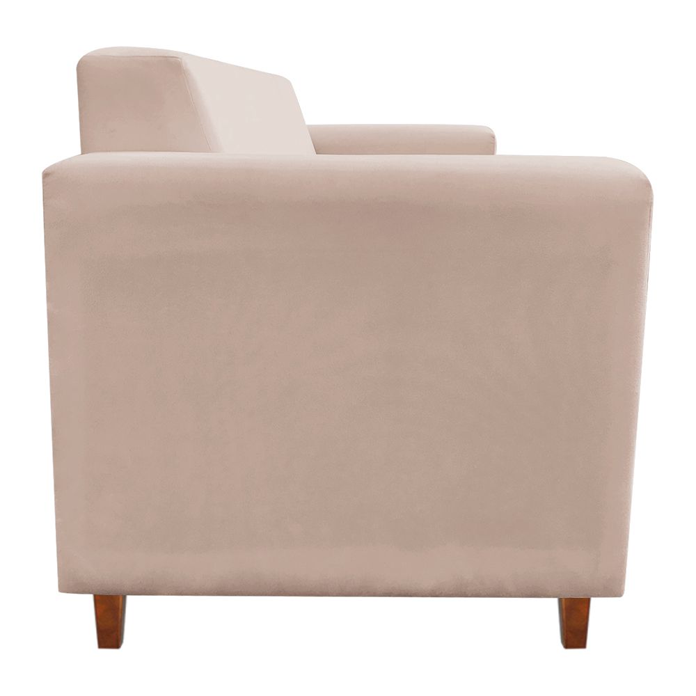 Sofá 03 Lugares Arezzo Suede Pés Chanfrado Castanho - D'Rossi