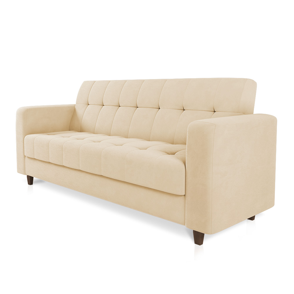 Sofá 03 Lugares Arezzo Suede Pés Chanfrado Tabaco - D'Rossi