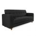Sofá 03 Lugares Arezzo Suede Preto Pés Chanfrado Castanho - D'Rossi