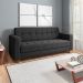 Sofá 03 Lugares Arezzo Suede Preto Pés Chanfrado Castanho - D'Rossi