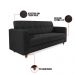 Sofá 03 Lugares Arezzo Suede Preto Pés Chanfrado Castanho - D'Rossi