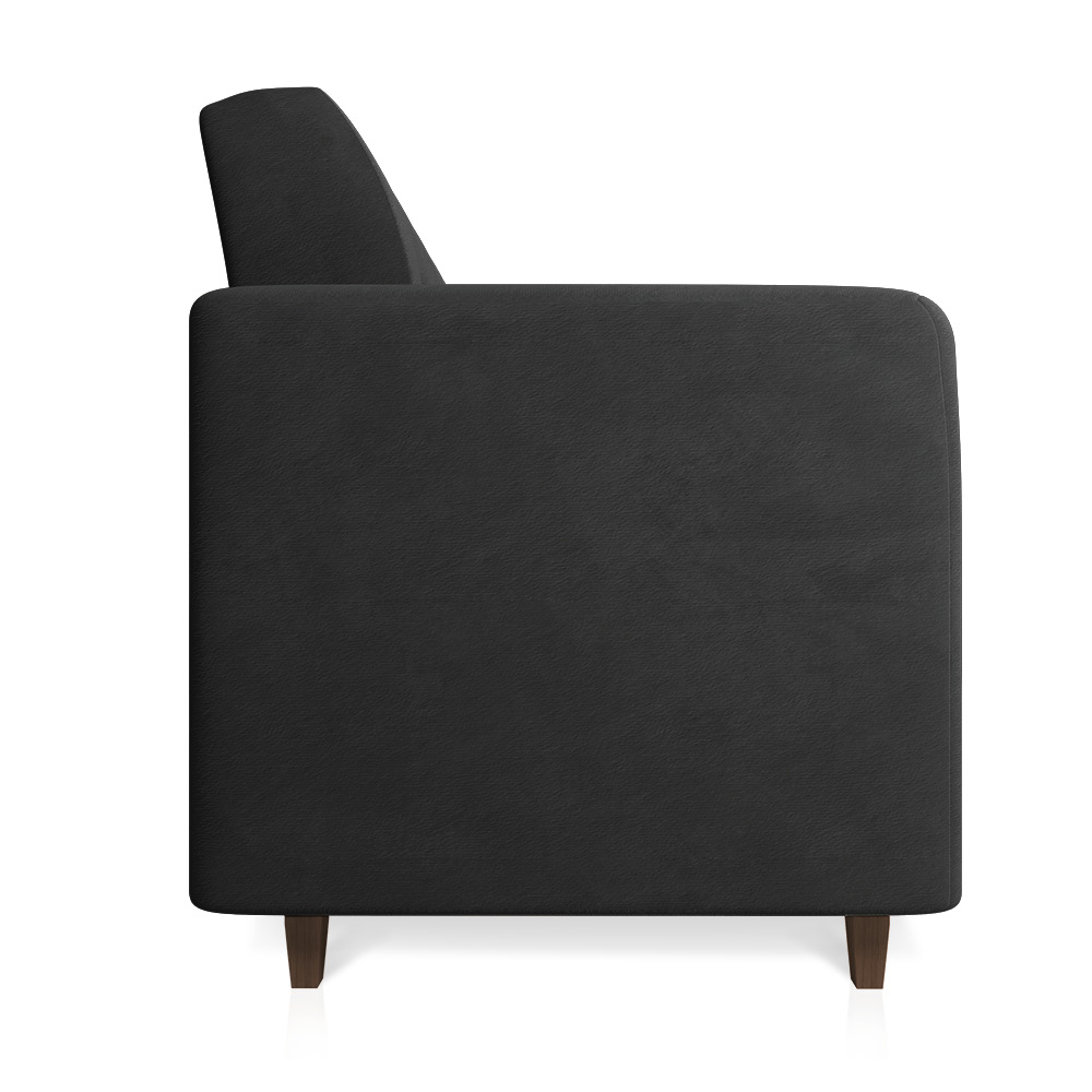 Sofá 03 Lugares Arezzo Suede Preto Pés Chanfrado Tabaco - D'Rossi