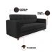 Sofá 03 Lugares Arezzo Suede Preto Pés Chanfrado Tabaco - D'Rossi