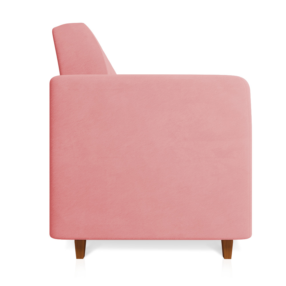 Sofá 03 Lugares Arezzo Suede Rosê Pés Chanfrado Castanho - D'Rossi