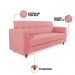 Sofá 03 Lugares Arezzo Suede Rosê Pés Chanfrado Castanho - D'Rossi