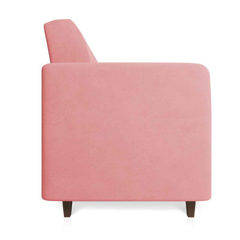 Sofá 03 Lugares Arezzo Suede Rosê Pés Chanfrado Tabaco - D'Rossi