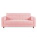 Sofá 03 Lugares Arezzo Suede Rosa Bebê Pés Chanfrado Castanho - D'Rossi