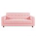 Sofá 03 Lugares Arezzo Suede Rosa Bebê Pés Chanfrado Tabaco - D'Rossi