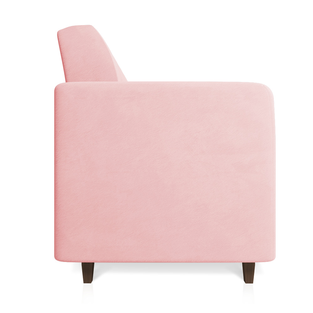 Sofá 03 Lugares Arezzo Suede Rosa Bebê Pés Chanfrado Tabaco - D'Rossi