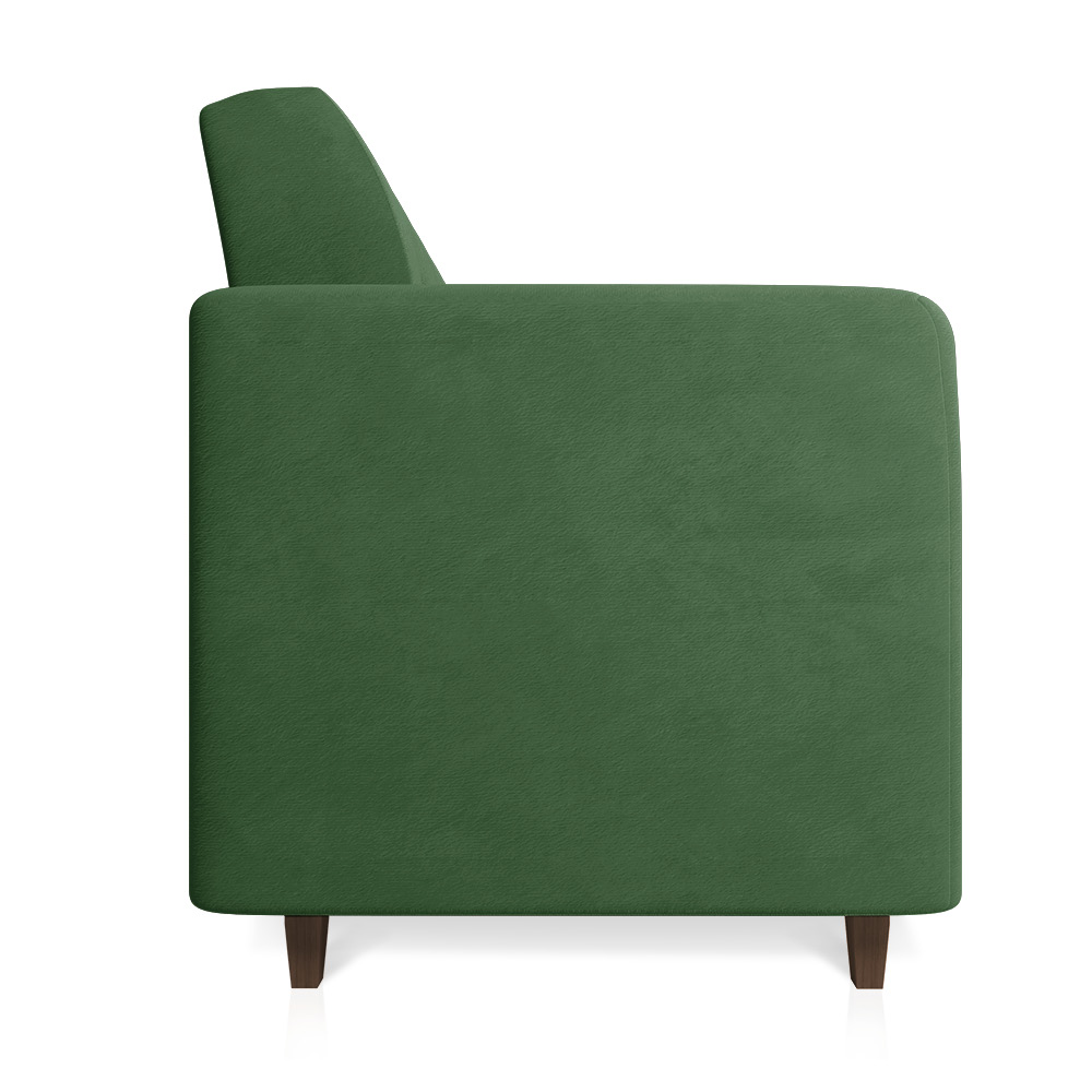 Sofá 03 Lugares Arezzo Suede Verde Pés Chanfrado Tabaco - D'Rossi