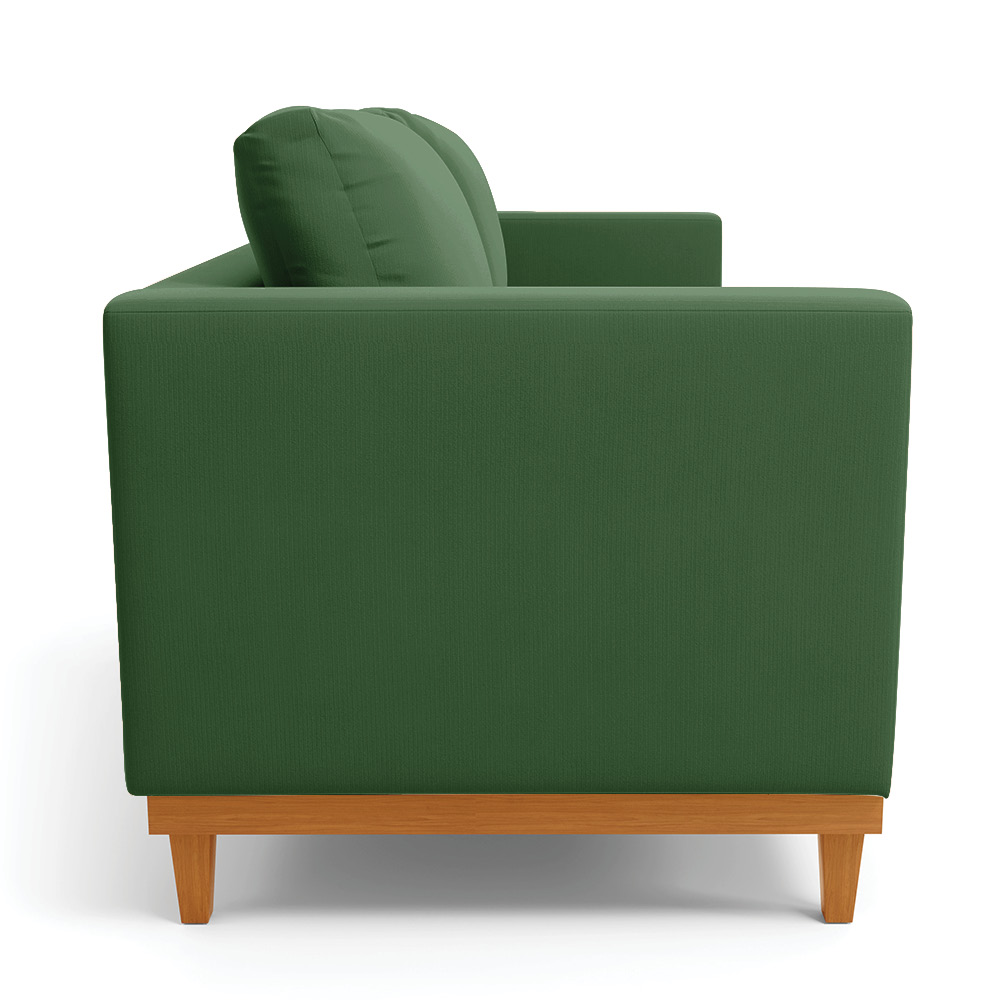 Sofá 03 Lugares Juliette Suede Verde Base Madeira Castanho - D'Rossi