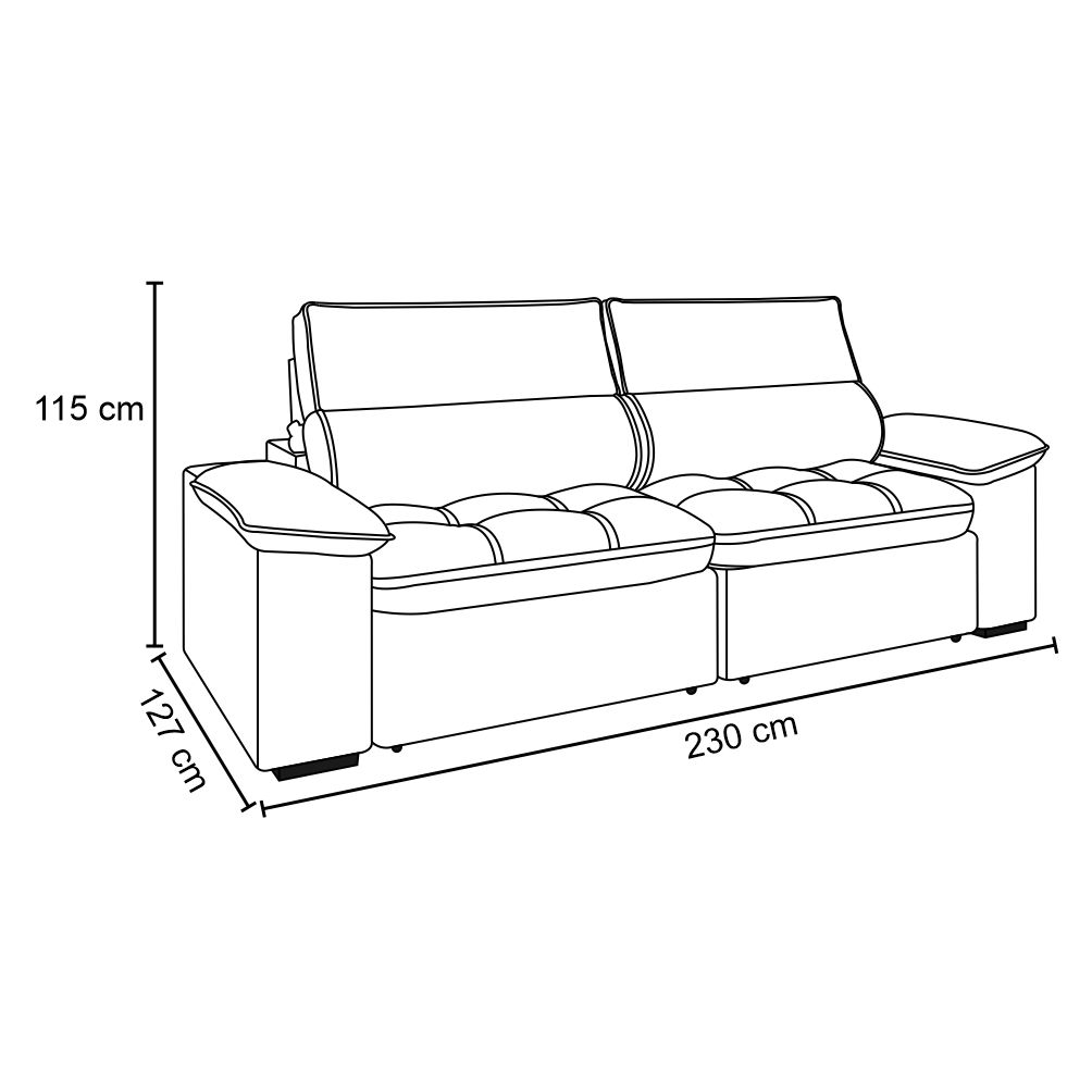 Sofá 2 Lugares Retrátil Letônia 230 cm Veludo Cappuccino Pés Tabaco - D'Rossi