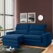 Sofá 2 Lugares Retrátil Noruega 180 cm Veludo Azul marinho Pés Tabaco - D'Rossi