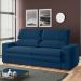 Sofá 2 Lugares Retrátil Noruega 180 cm Veludo Azul marinho Pés Tabaco - D'Rossi