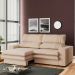 Sofá 2 Lugares Retrátil Noruega 230 cm Veludo Off White Pés Tabaco - D'Rossi