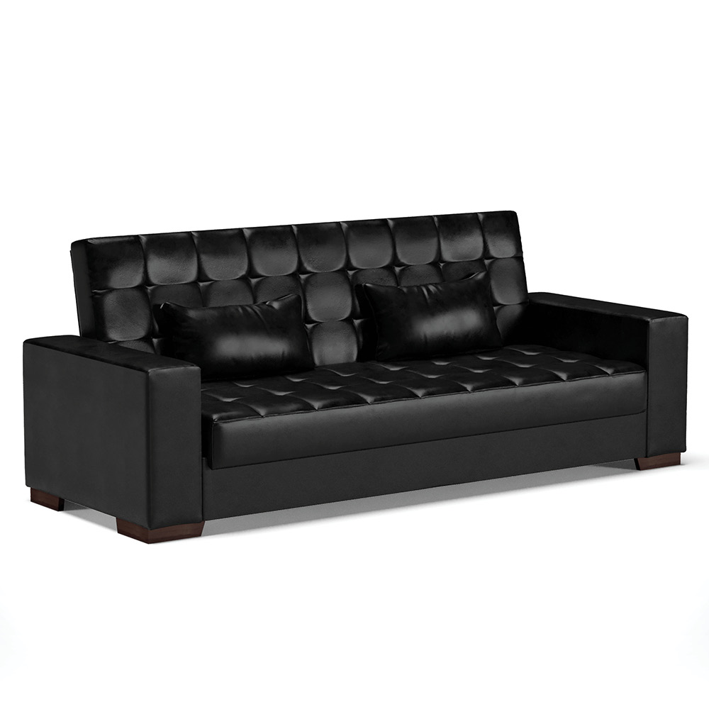 Sofá Cama 02 Lugares Lisboa Corano Preto  - D'Rossi