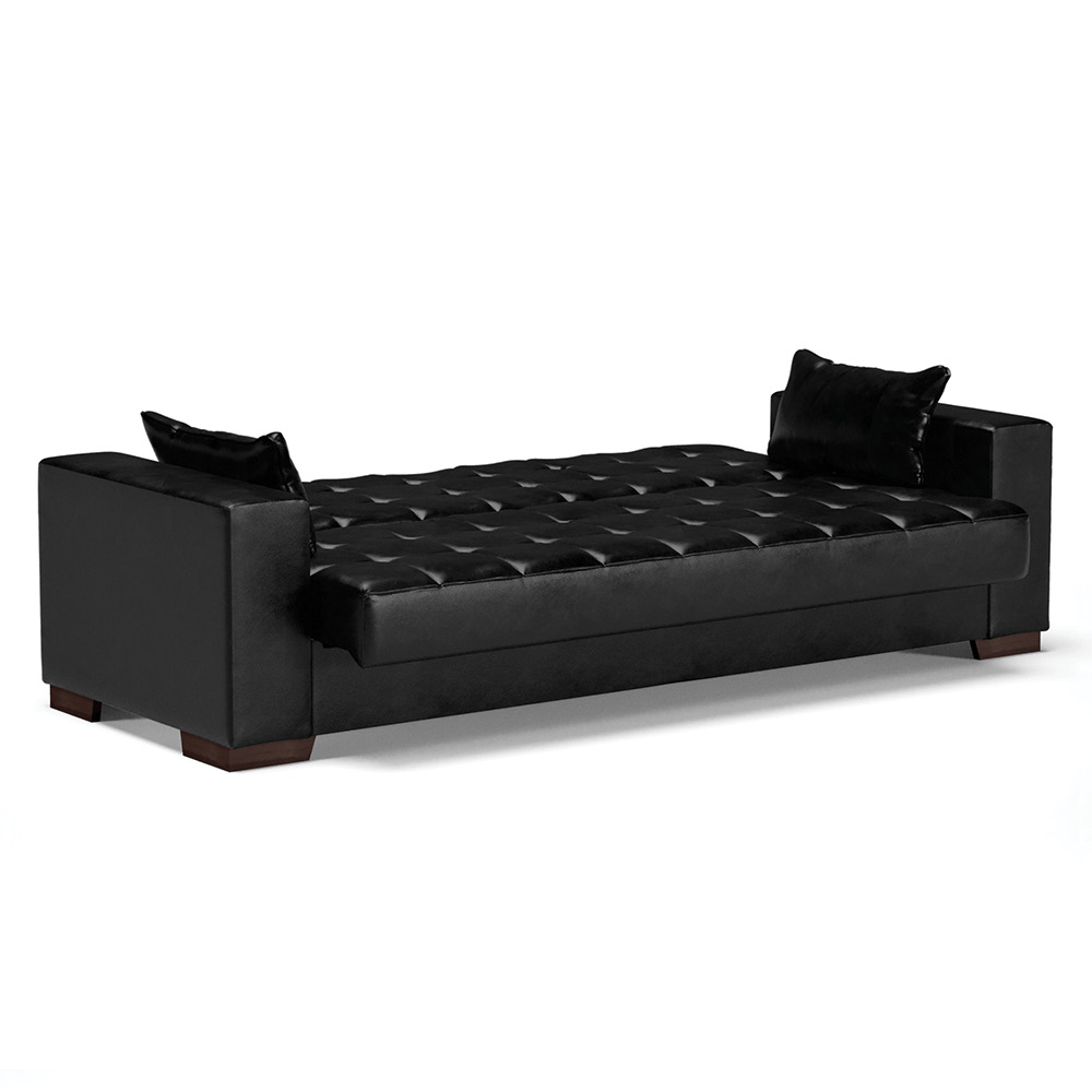 Sofá Cama 02 Lugares Lisboa Corano Preto  - D'Rossi