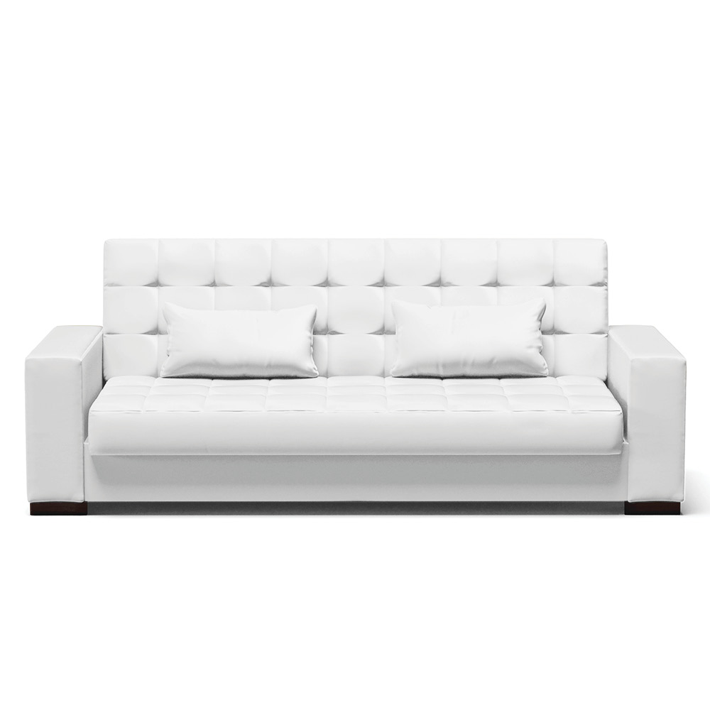 Sofá Cama 02 Lugares Lisboa Corino Branco - D'Rossi