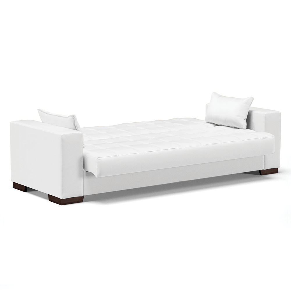 Sofá Cama 02 Lugares Lisboa Corino Branco - D'Rossi