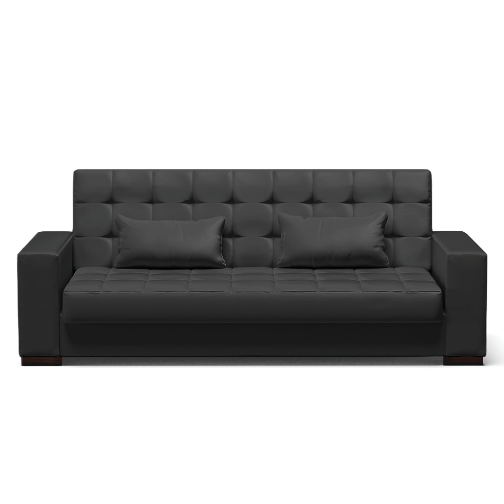 Sofá Cama 02 Lugares Lisboa Corino Preto - D'Rossi