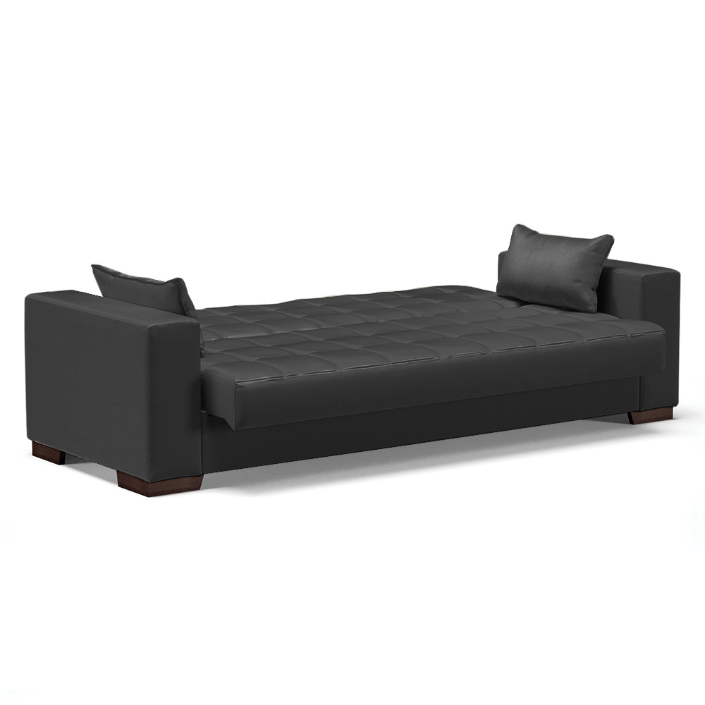 Sofá Cama 02 Lugares Lisboa Corino Preto - D'Rossi