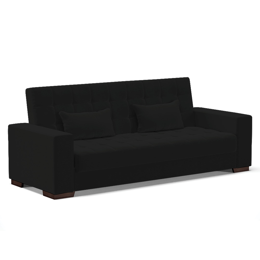 Sofá Cama 02 Lugares Lisboa Linho Preto A79  - D'Rossi