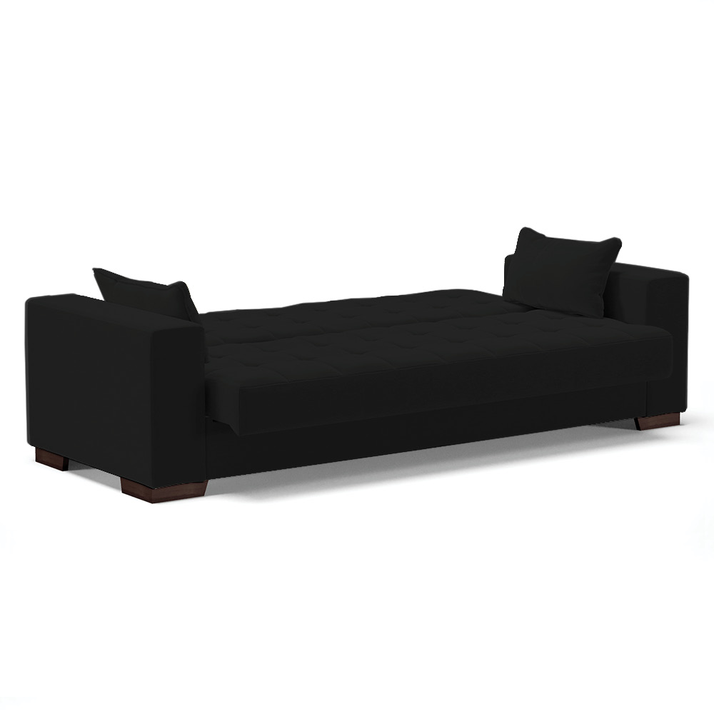 Sofá Cama 02 Lugares Lisboa Linho Preto A79  - D'Rossi