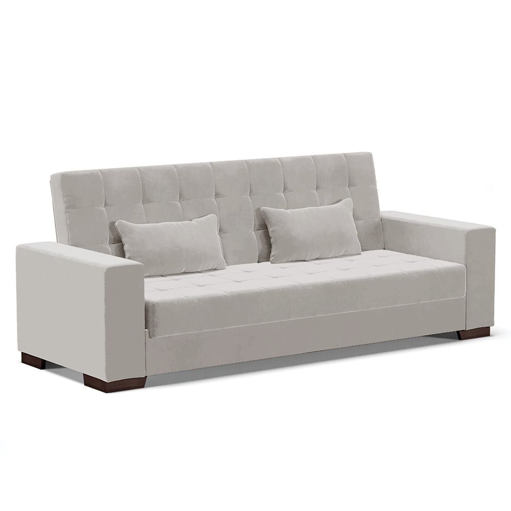 Sofá Cama 02 Lugares Lisboa Veludo Cinza  - D'Rossi