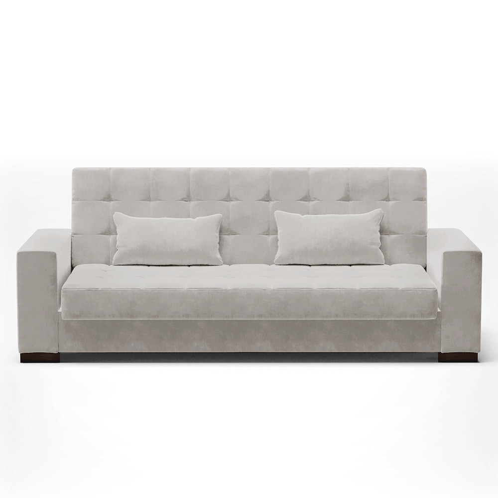 Sofá Cama 02 Lugares Lisboa Veludo Cinza  - D'Rossi