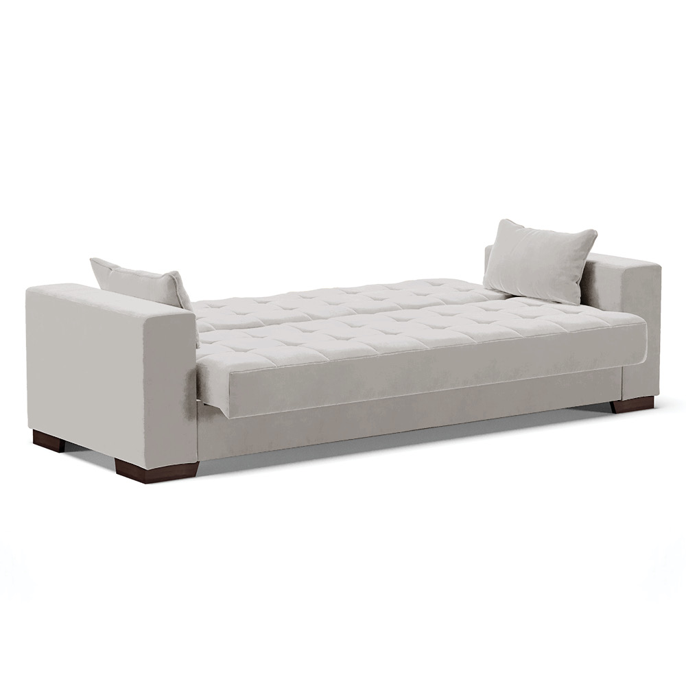 Sofá Cama 02 Lugares Lisboa Veludo Cinza  - D'Rossi
