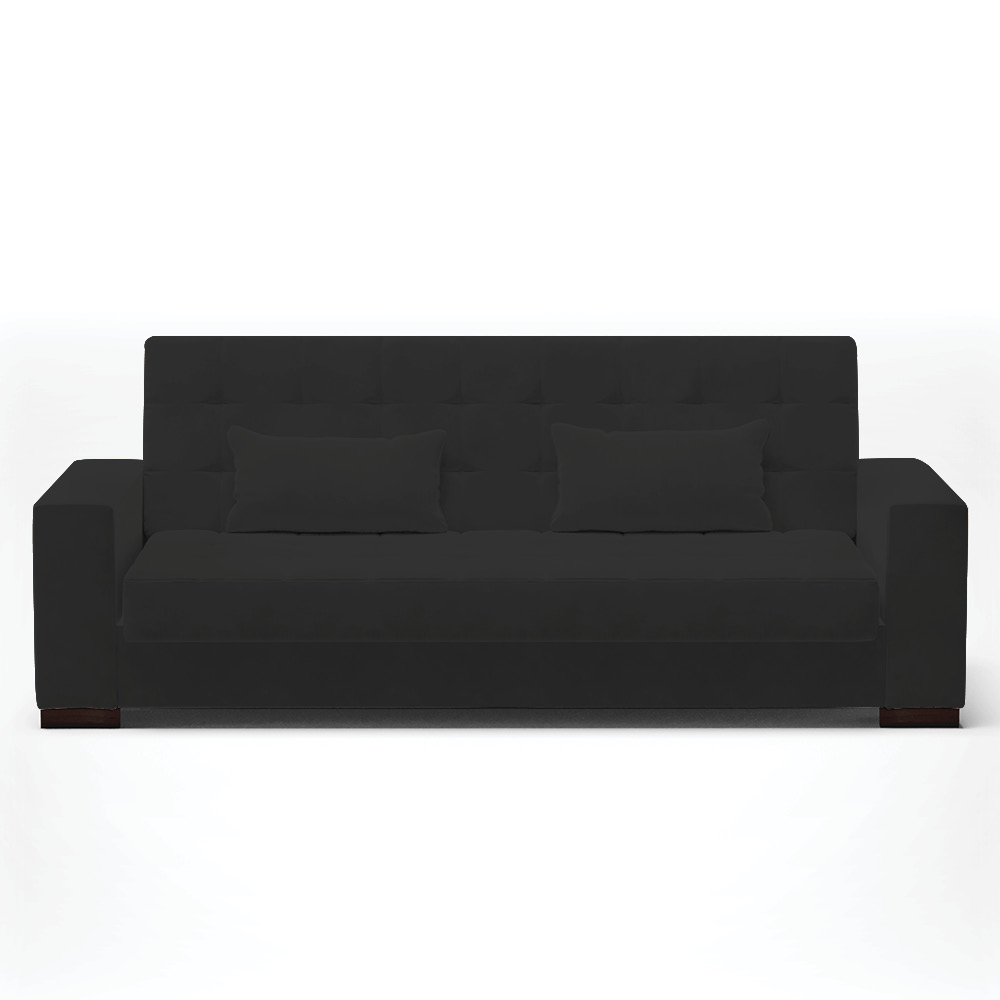 Sofá Cama 02 Lugares Lisboa Veludo Preto  - D'Rossi