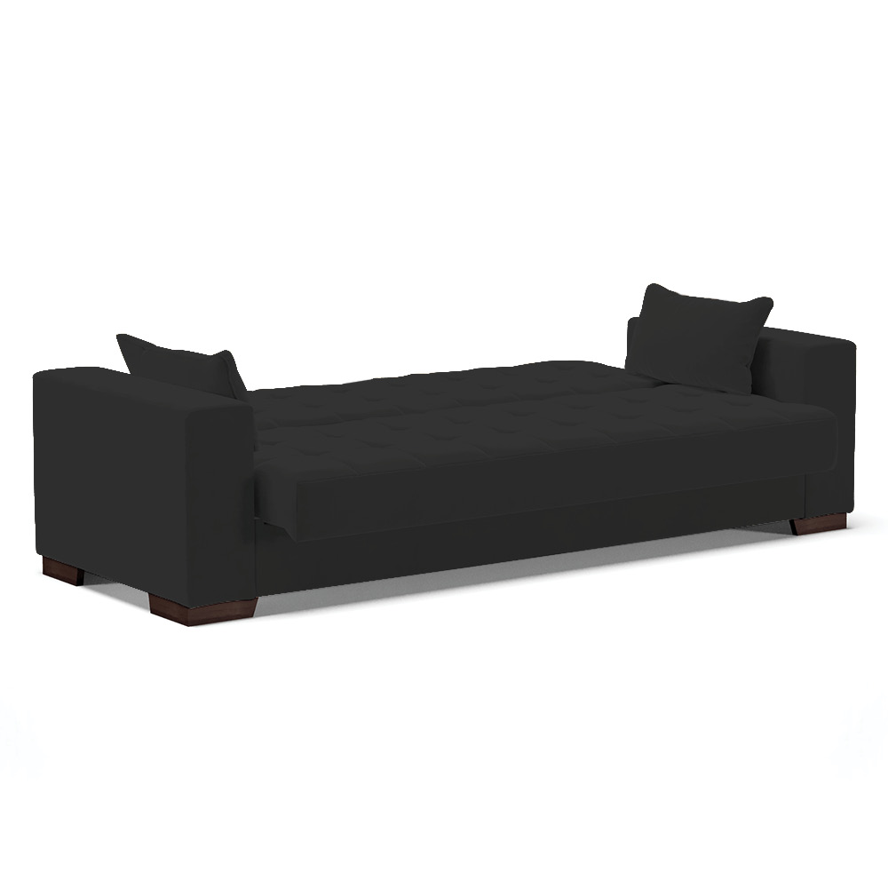 Sofá Cama 02 Lugares Lisboa Veludo Preto  - D'Rossi