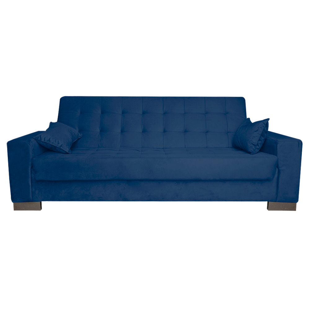 Sofá Cama 2 Lugares para Sala de Estar Lisboa Suede Azul Marinho - D'Rossi
