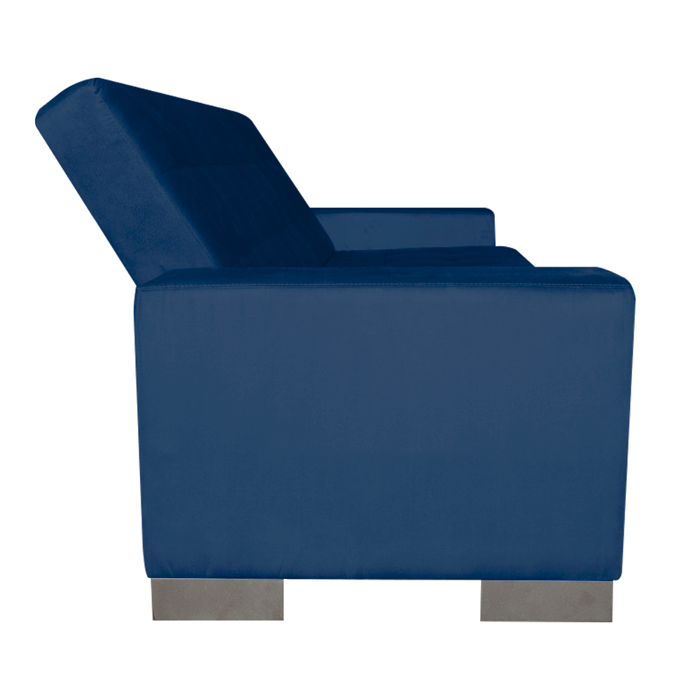 Sofá Cama 2 Lugares para Sala de Estar Lisboa Suede Azul Marinho - D'Rossi