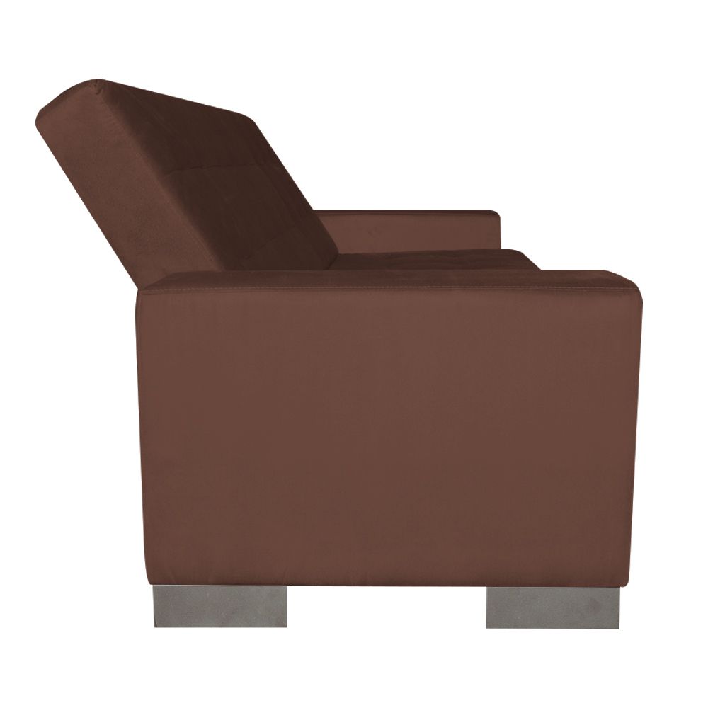 Sofá Cama 2 Lugares para Sala de Estar Lisboa Suede Marrom - D'Rossi