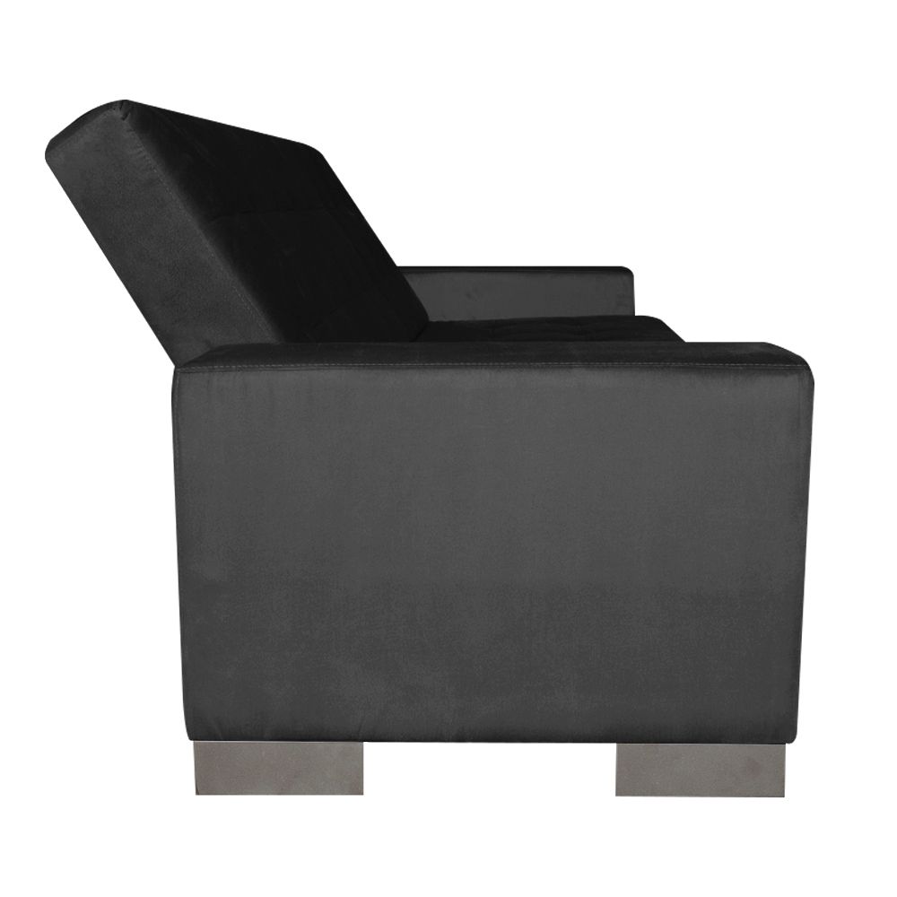 Sofá Cama 2 Lugares para Sala de Estar Lisboa Suede Preto - D'Rossi