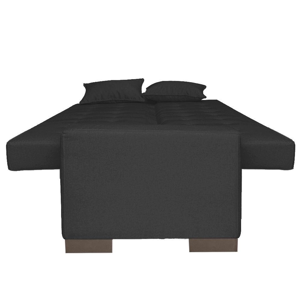 Sofá Cama 2 Lugares para Sala de Estar Lisboa Suede Preto - D'Rossi