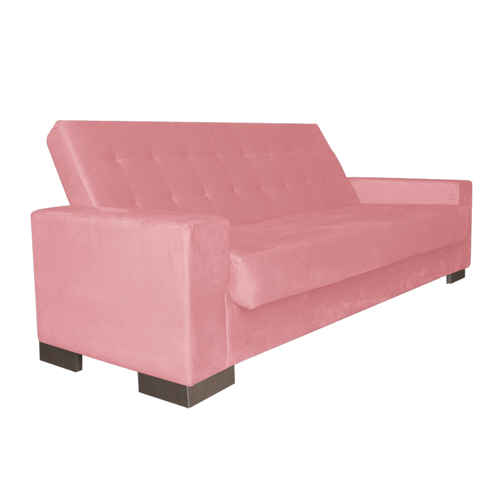 Sofá Cama 2 Lugares para Sala de Estar Lisboa Suede Rosê - D'Rossi
