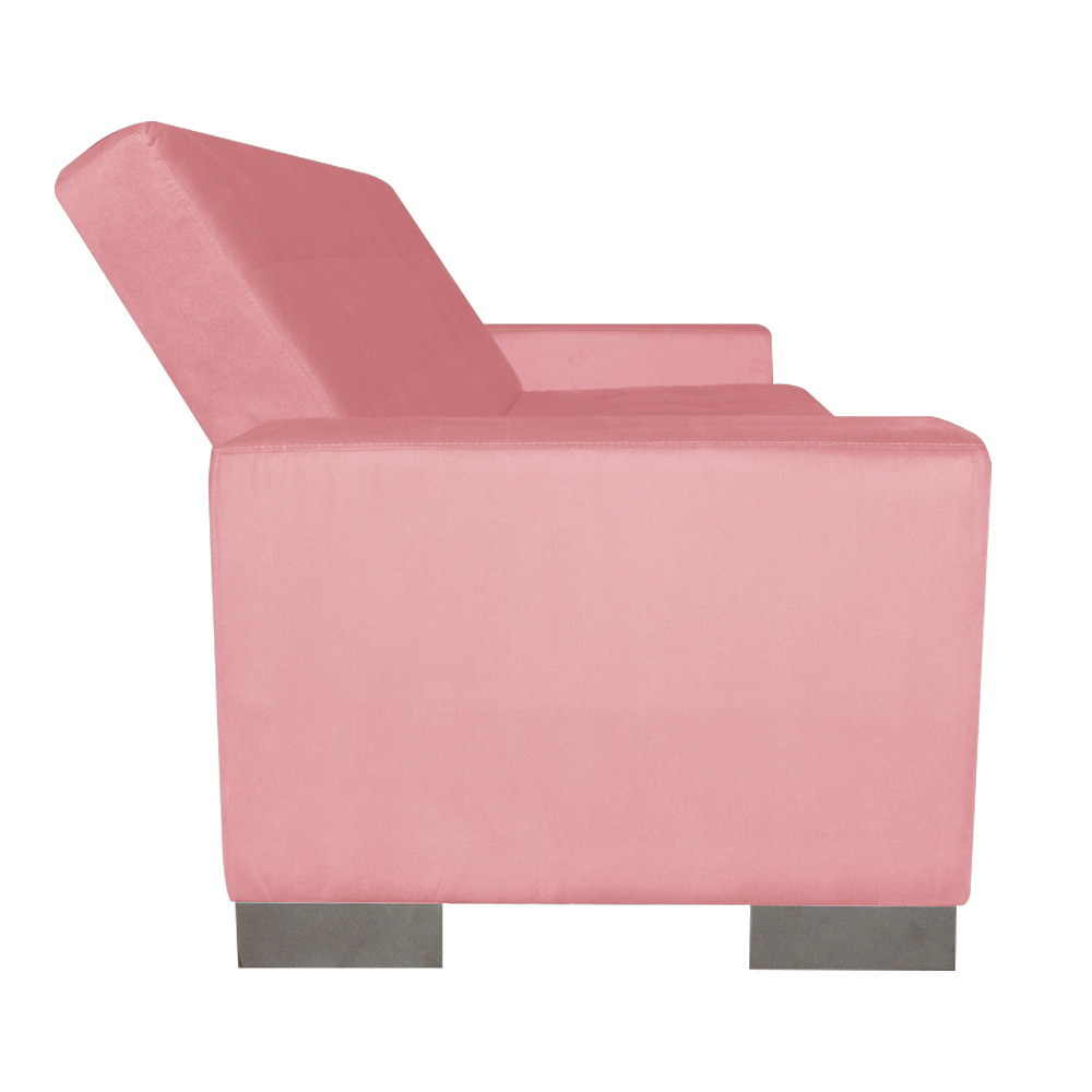 Sofá Cama 2 Lugares para Sala de Estar Lisboa Suede Rosê - D'Rossi