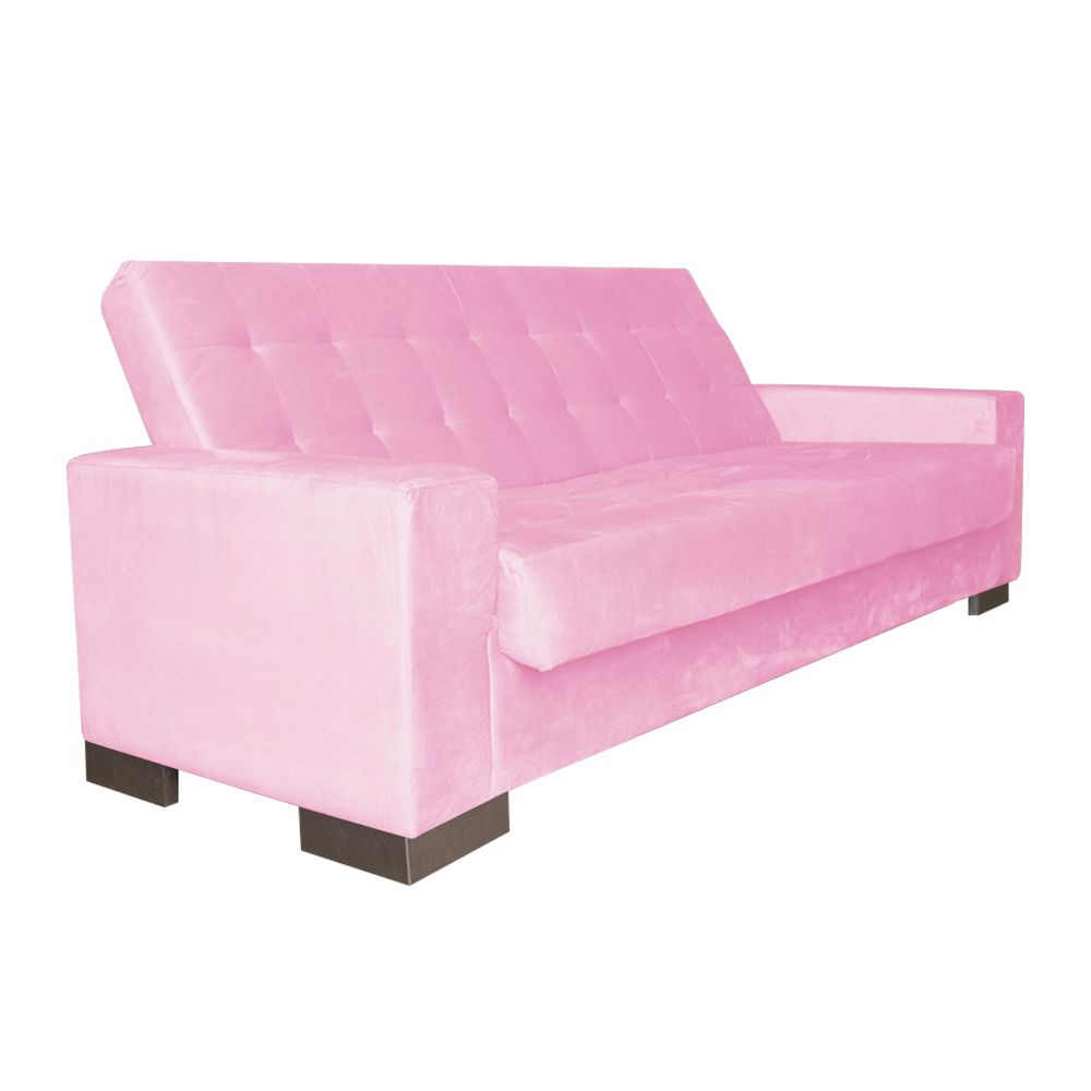 Sofá Cama 2 Lugares para Sala de Estar Lisboa Suede Rosa Bebê - D'Rossi