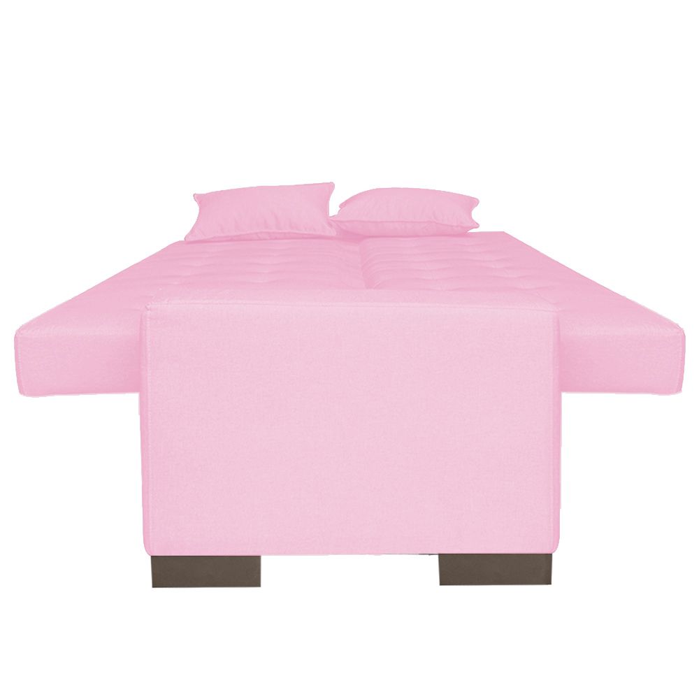 Sofá Cama 2 Lugares para Sala de Estar Lisboa Suede Rosa Bebê - D'Rossi