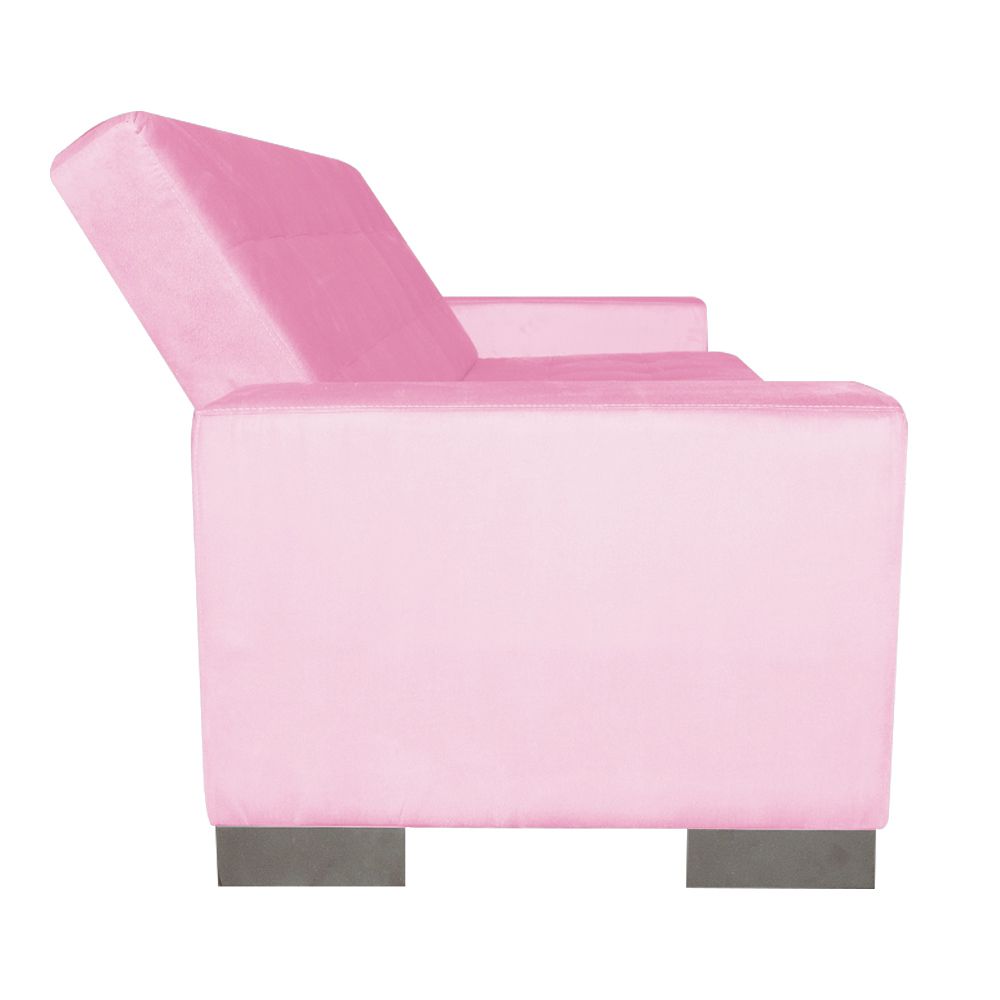 Sofá Cama 2 Lugares para Sala de Estar Lisboa Suede Rosa Bebê - D'Rossi