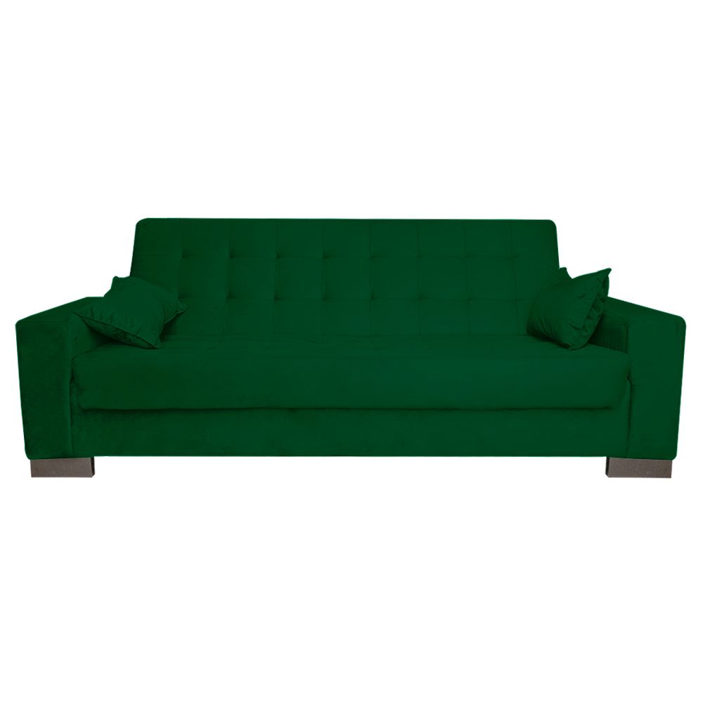 Sofá Cama 2 Lugares para Sala de Estar Lisboa Suede Verde - D'Rossi