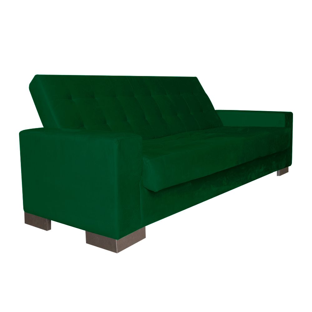 Sofá Cama 2 Lugares para Sala de Estar Lisboa Suede Verde - D'Rossi
