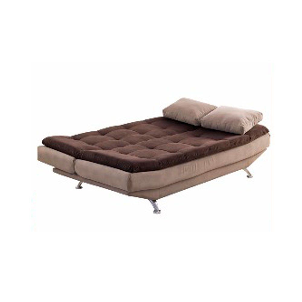 Sofá Cama 3 Lugares Speciale Marrocos Sued Pena Marrom e Bege - D'Rossi