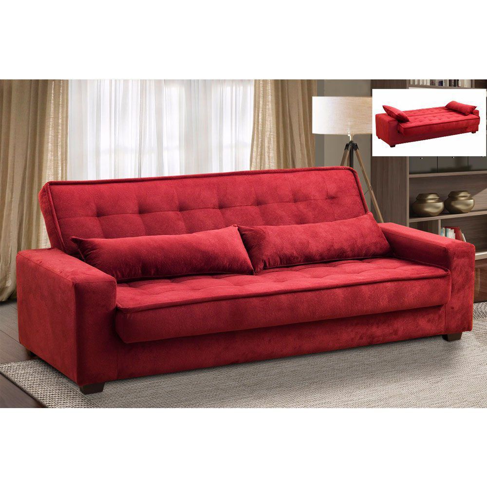 Sofá Cama 3 Lugares Speciale Montana Suede Pena Vinho D'Rossi