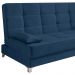 Sofá Cama Equador 193 cm Encosto Reclinável Veludo Azul Marinho Pés Plástico Cromado - D'Rossi