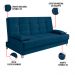 Sofá Cama Equador 193 cm Encosto Reclinável Veludo Azul Marinho Pés Plástico Cromado - D'Rossi